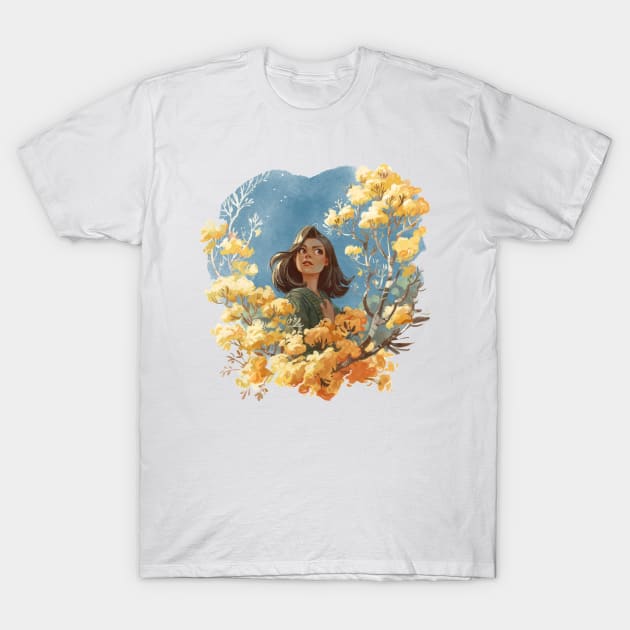 Yellow flower girl T-Shirt by schmoedraws